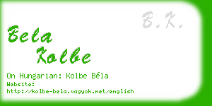 bela kolbe business card